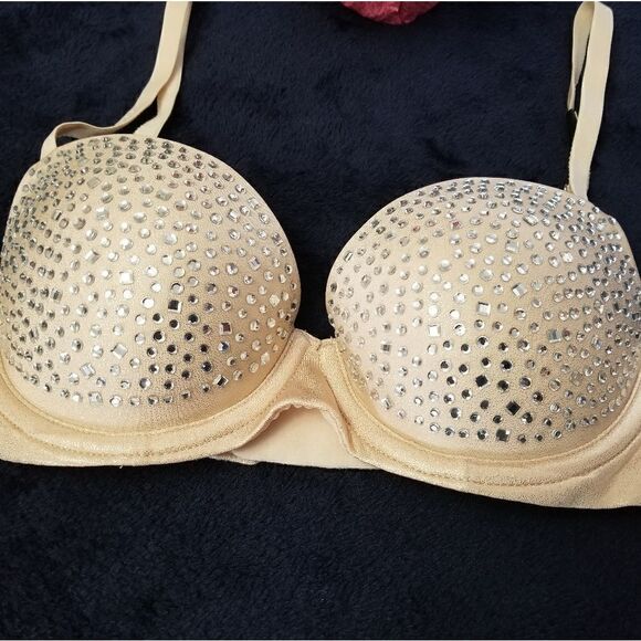 34A Victoria's Secret Rhinestones Beige Bra - Picture 3 of 13